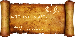 Kállay Jolán névjegykártya